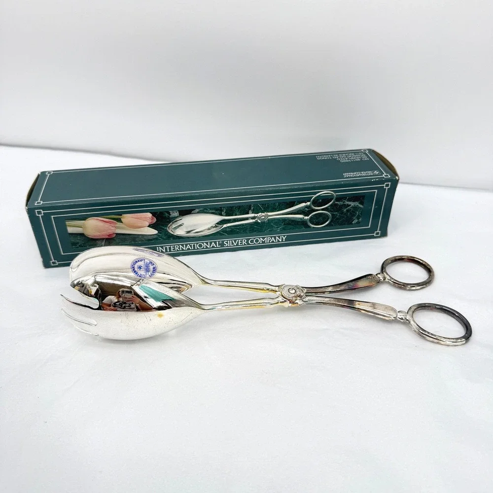 International Silver Company Scissor Salad Tongs Silverplate Serving Utensil